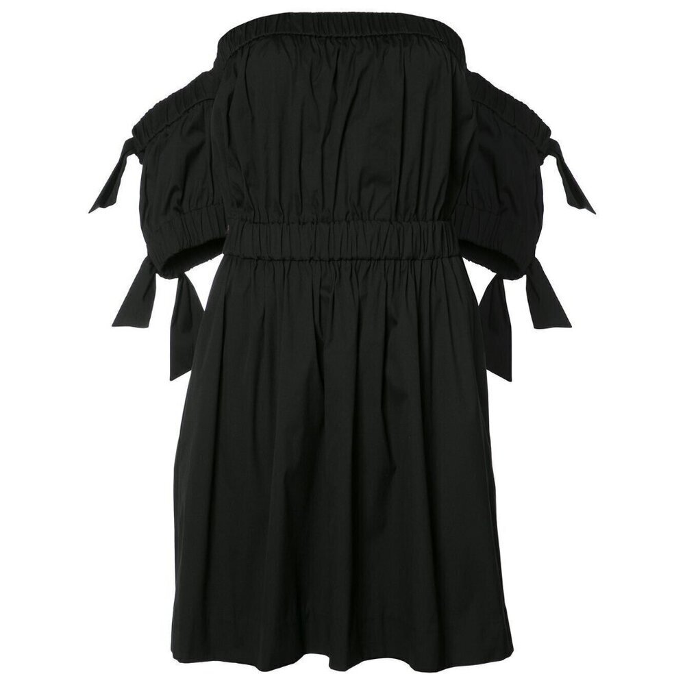 NWT Milly Zoey in Black Off the Shoulder Cotton Poplin Blouson Dress 6 $395